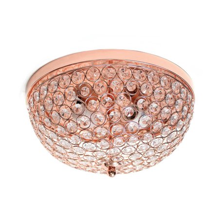 LALIA HOME Crystal Glam 2 Light Ceiling Flush Mount, Rose Gold LHM-2000-RG